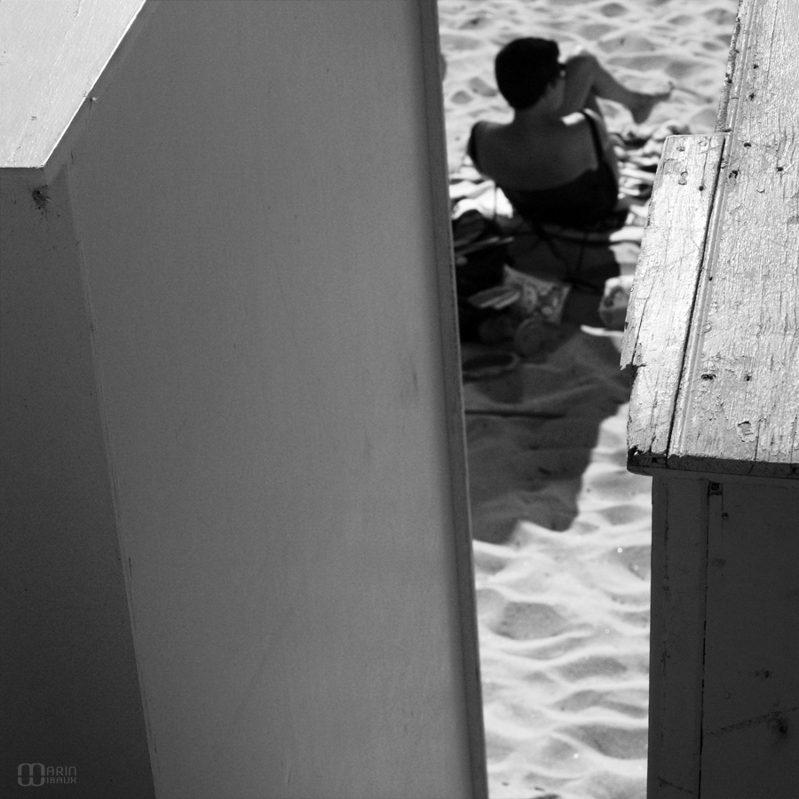 Sable et cabines de la plage Saint-Michel du bourg de Batz en Loire Atlantique