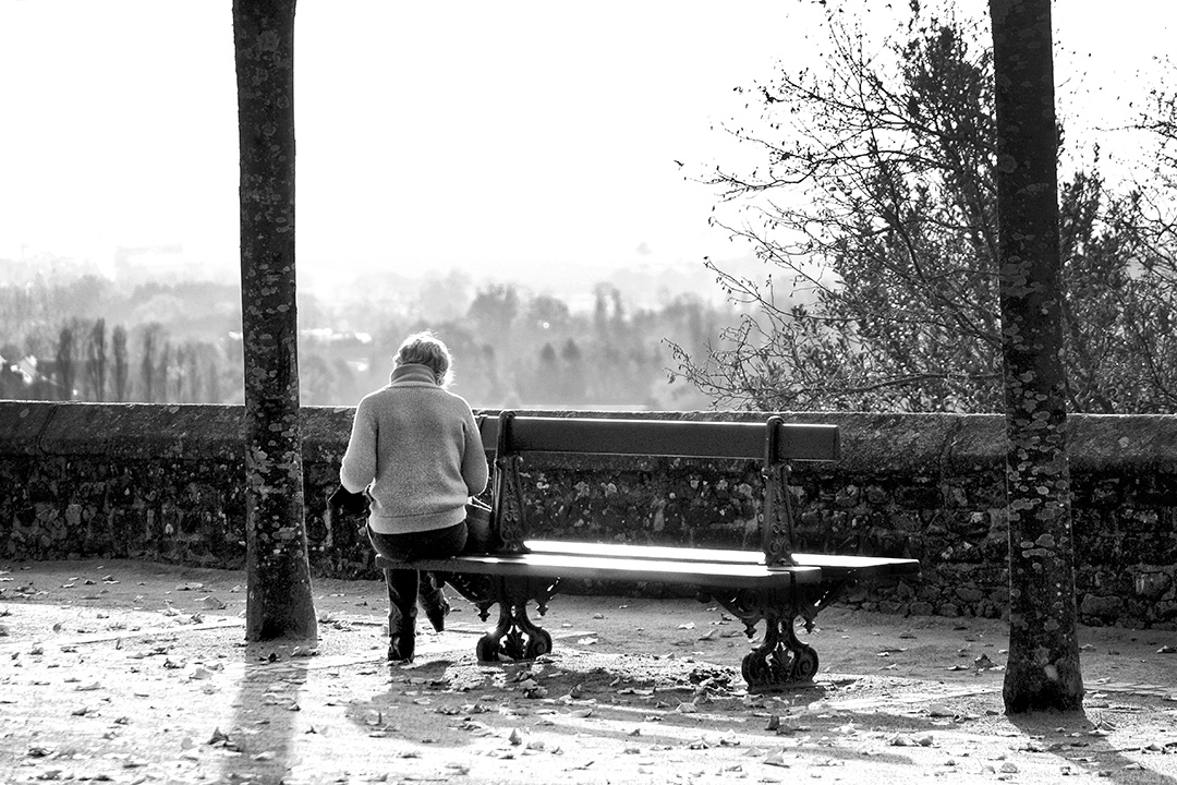 Lectrice en bout de banc public