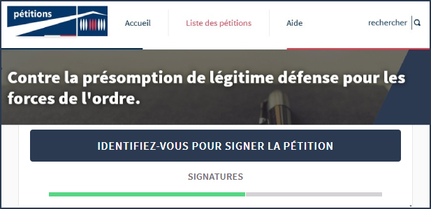 Signez la pétition contre la présomption de légitime défense pour les forces de l'ordre
