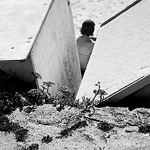 La Bretagne en noir et blanc : Cabine de plage