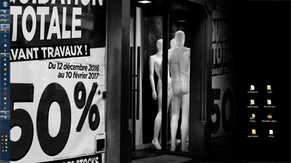 Photo pour fond d'écran noir et blanc : magasin en liquidation